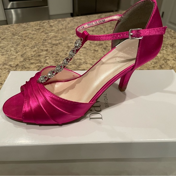 David’s Bridal Begonia Rhinestone Tstrap heels. Worn 1X - Picture 2 of 4
